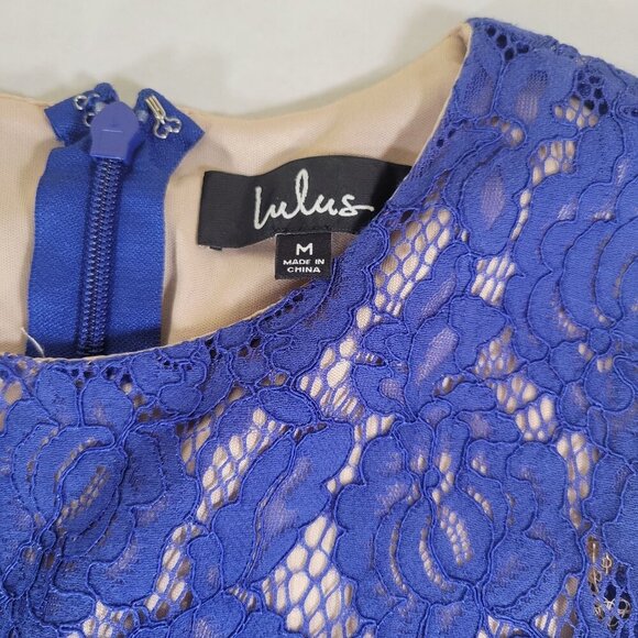 Lulus Womens Royal Blue Sleeveless Lace Midi Dress M Polyester Blend - Picture 2 of 7